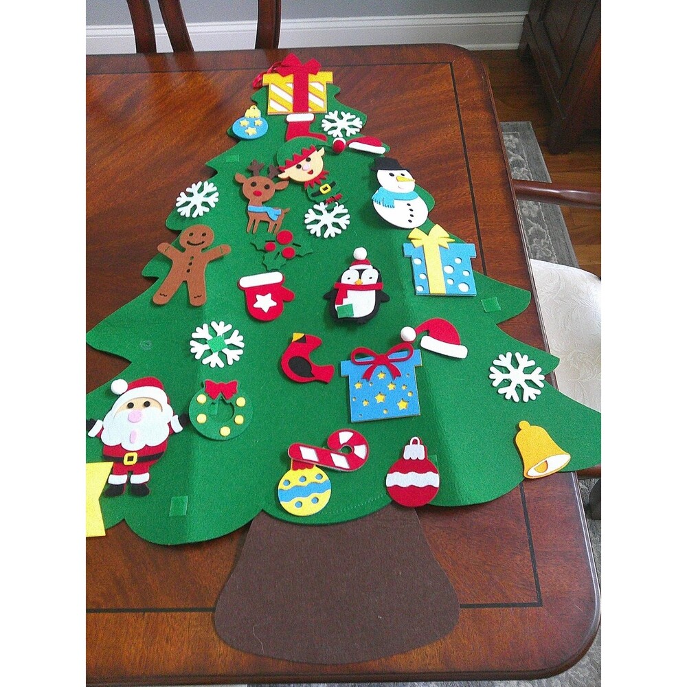 DIY 3' Felt Advent Calendar Tree 31 Lg. Assorted Ornaments, Extra Attachments